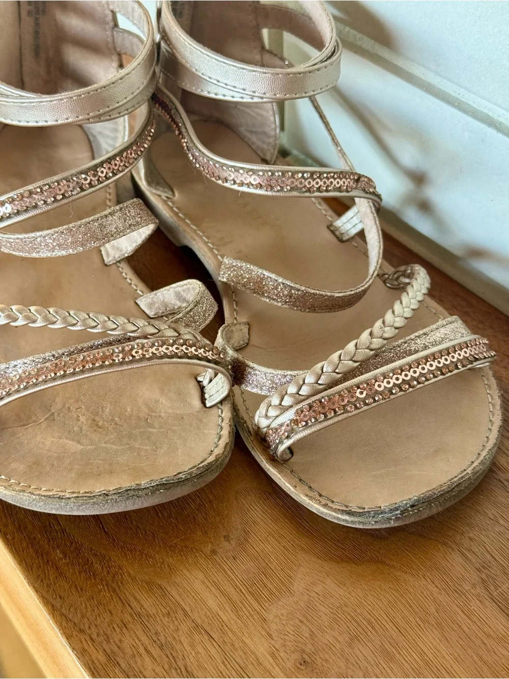 Kelly & Katie Beaded Strapped Sandals * Rose Gold * Girls Size 4